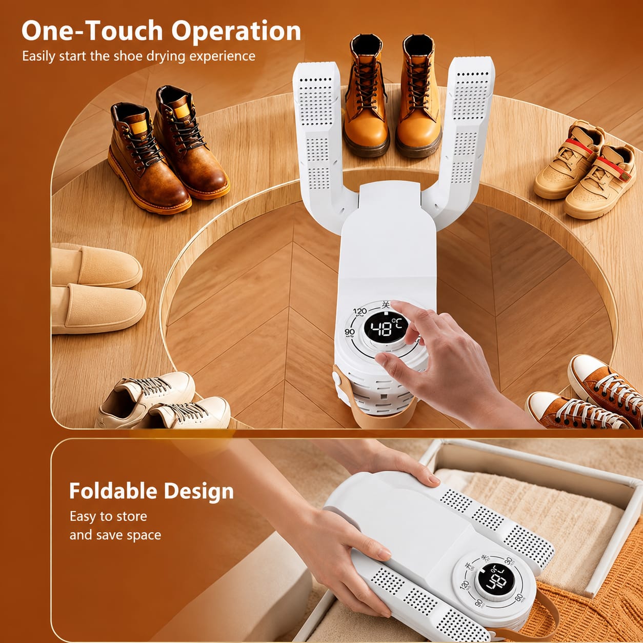 Electric Shoe Dryer & Deodorizer – Fast Boot & Sneaker Warmer with Digital Timer