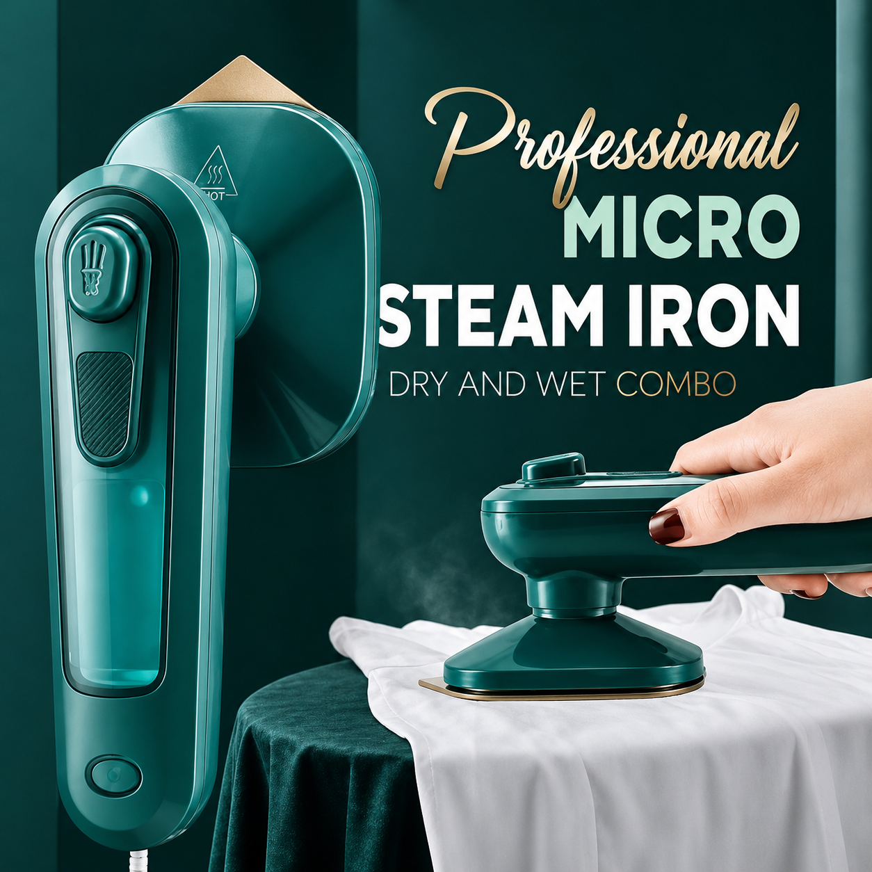 PocketPress Mini Handheld Garment Steamer — Portable Travel Iron
