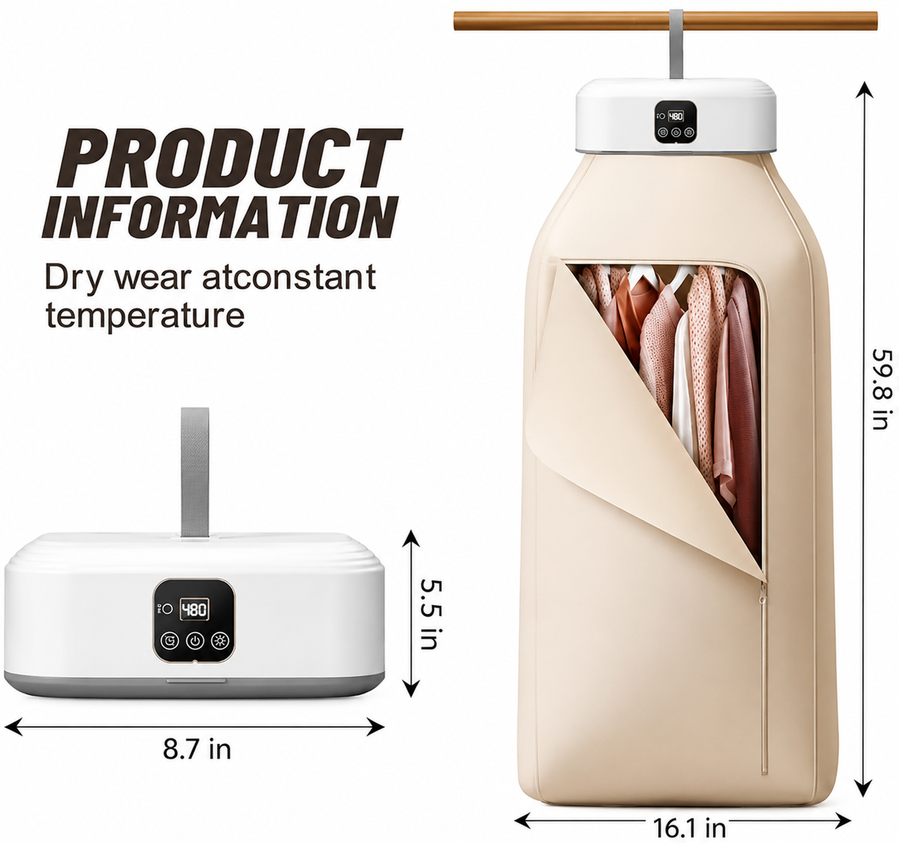 Smart Closet Wardrobe Dryer – Portable Hanging Clothes Drying System